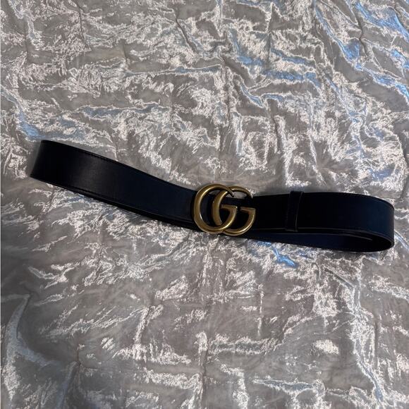 Gucci 2015 Re-Edition Wide leather Black Belt with Gold GG Buckle - Picture 7 of 8